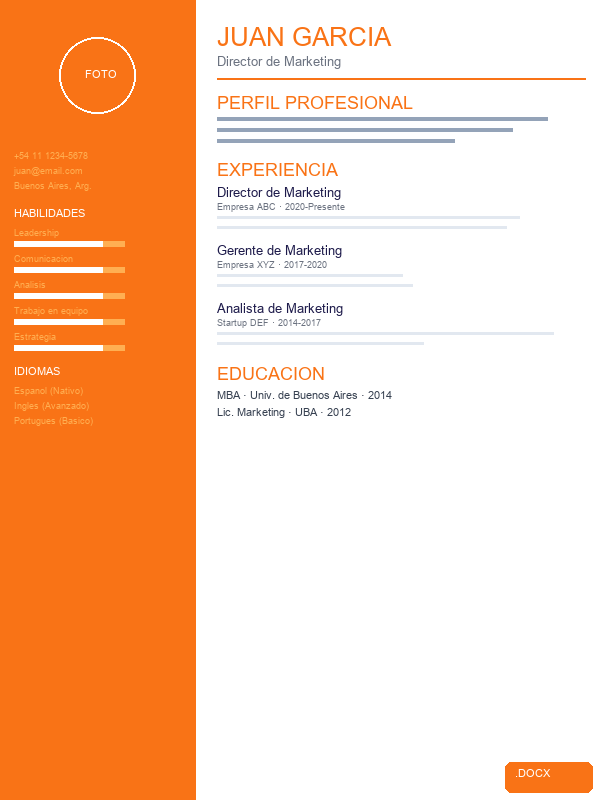 CV Creativo Naranja