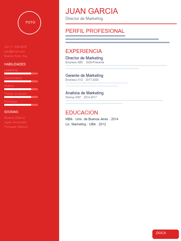 CV con Foto Lateral