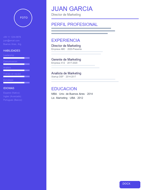 CV Moderno Azul