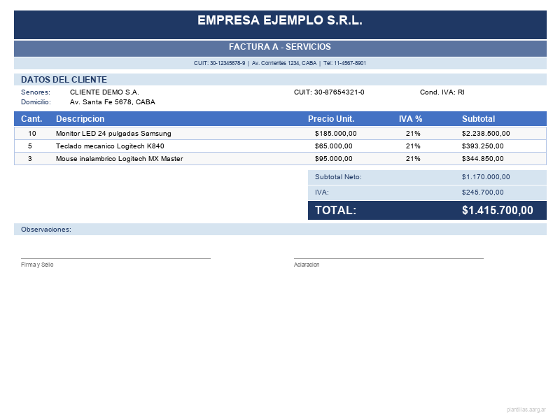 Factura A - Servicios