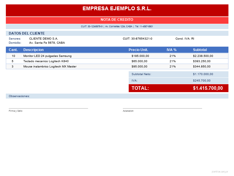 Nota de Credito