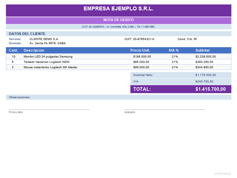 Nota de Debito